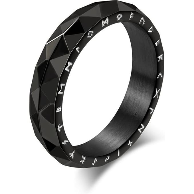 Nordische Retro Diamantvormige Viking Tekst Roestvrij Staal Ring Ring 9#