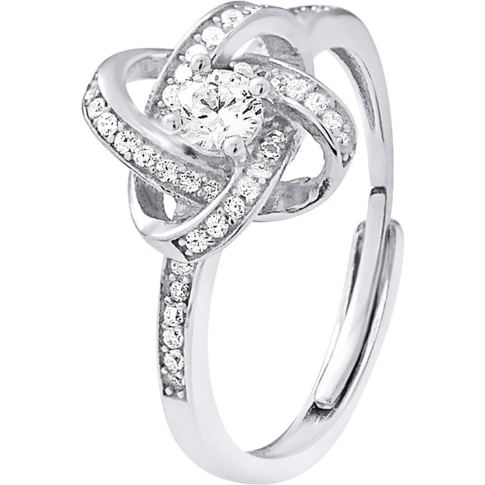 Zirkoniumoxide Knooppunt Ring Verstelbare Zilveren Sieraden 925 - Gift
