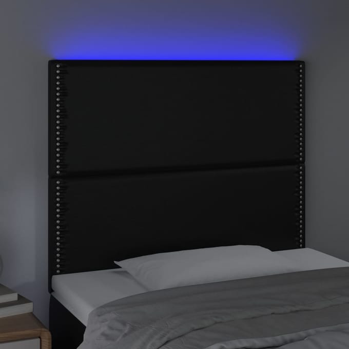 vidaXL - Hoofdbord - LED - 100x5x118/128 - cm - kunstleer - zwart