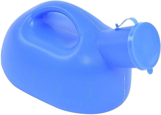 Urinoir Fles - Pee Potje - Thuis Zorg - Draagbaar Morsbestendig - 2000mL Capaciteit - Blauw