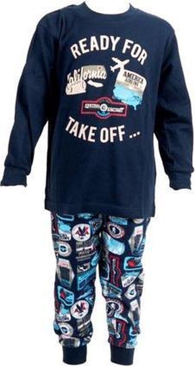 Fun2Wear vliegtuig kinderpyjama  twilight blue maat 140