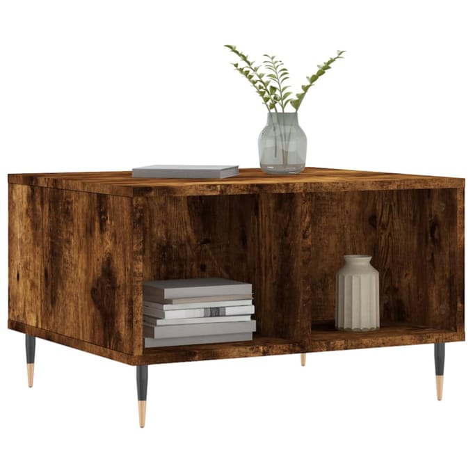 vidaXL - Salontafel - 60x50x36,5 - cm - bewerkt - hout - gerookt - eikenkleurig