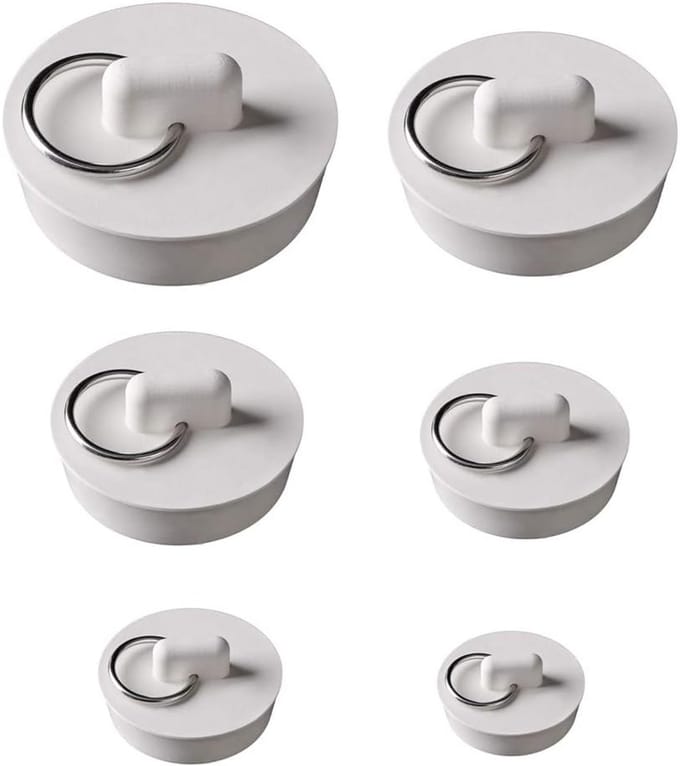6x Universele Rubberen Afvoerstop Set voor Wastafel, Keuken en Bad - 23-40mm