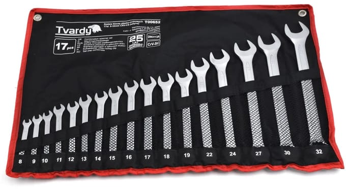 Tvardy 17-delige steeksleutelset - CRV staal - 8-32 mm - satijn afwerking - koud gesmeed