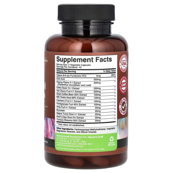 Nature'S Craft, Jichtzuur Formule, 90 Capsules