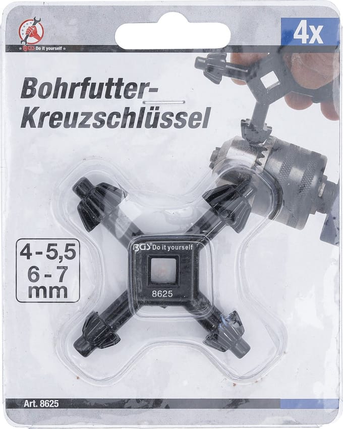 BGS Boorhouder kruissleutel universeel Ø 4 / 5,5 / 6 / 7 mm