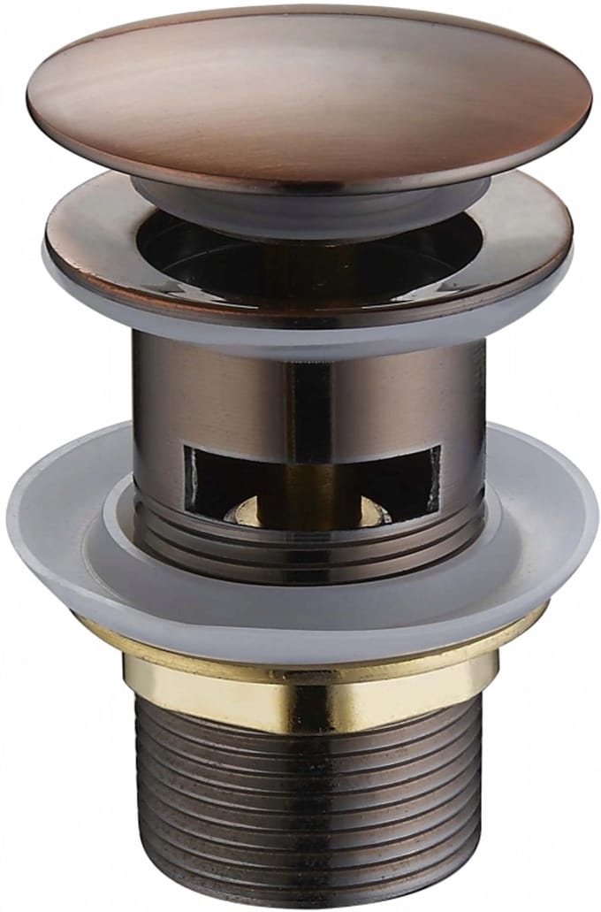 Mexen plug klik-klak rond met overloop, antiek koper - 79920-45