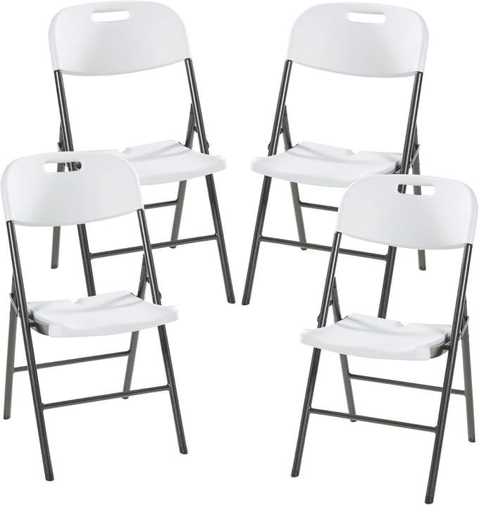 Klapstoel set - Tuinstoelen opvouwbaar - Buitenactiviteiten - Metalen frame - 87x46x53 cm - Wit