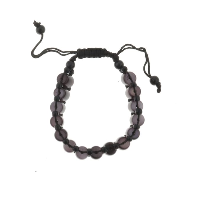 Behave Armband - paars - zwart - kralen - unisex - verstelbaar