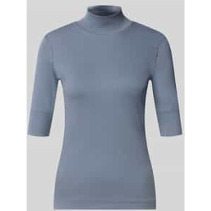 Slim fit t-shirt van katoenmix met opstaande kraag