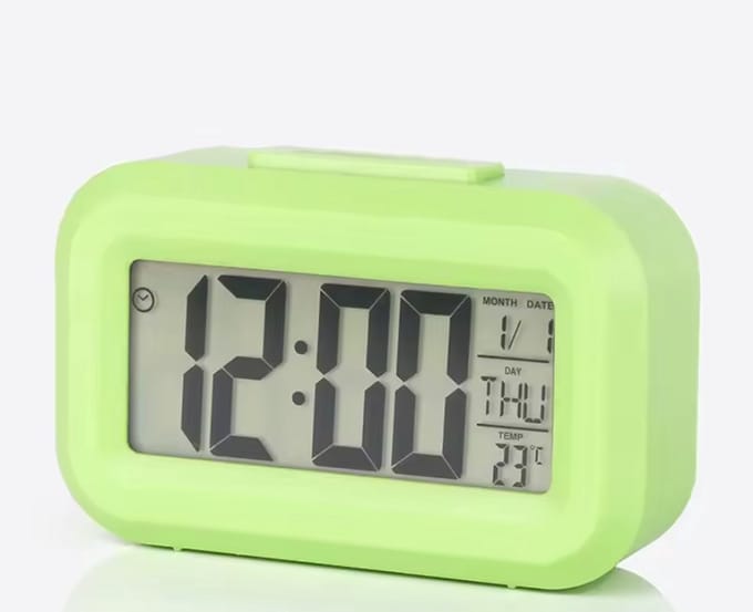 New Age Devi - Multifunctionele wekker Met temperatuurmeter Snooze en verlichting Groen