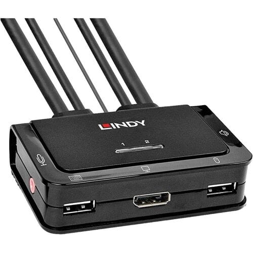LINDY KVM-Umschalter KVM-switch DisplayPort Muis, Toetsenbord 4096 x 2160 Pixel