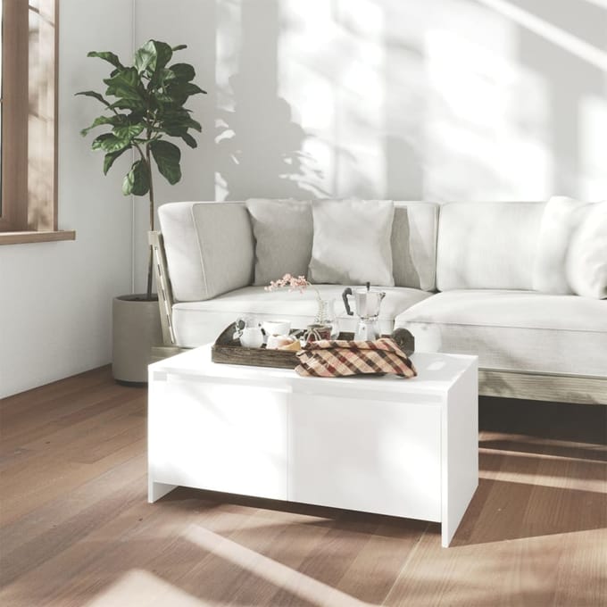 vidaXL - Salontafel - 90x50x41,5 - cm - bewerkt - hout - wit