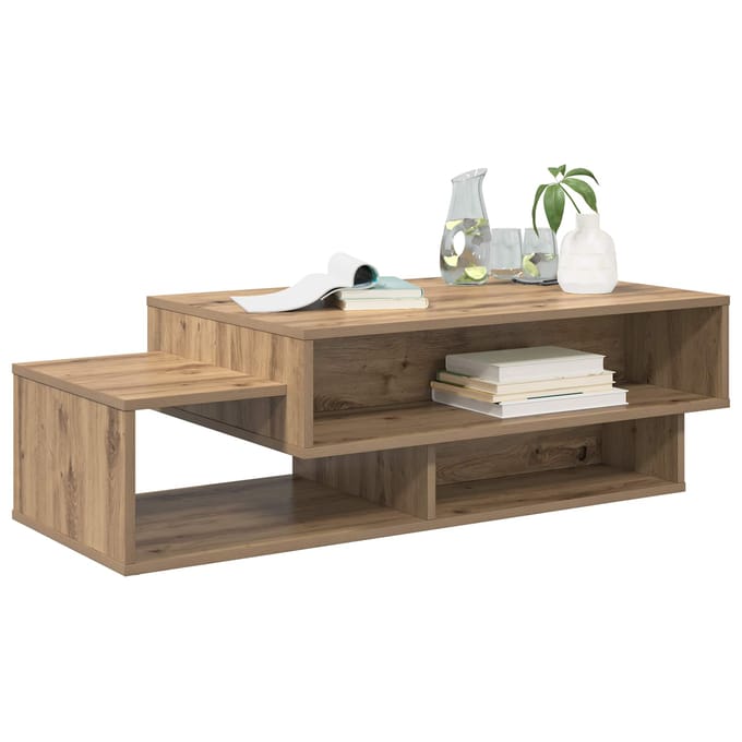 vidaXL - Salontafel - Artisan - Eiken - 105 - x - 50 - x - 32,5 - cm - Bewerkt - hout