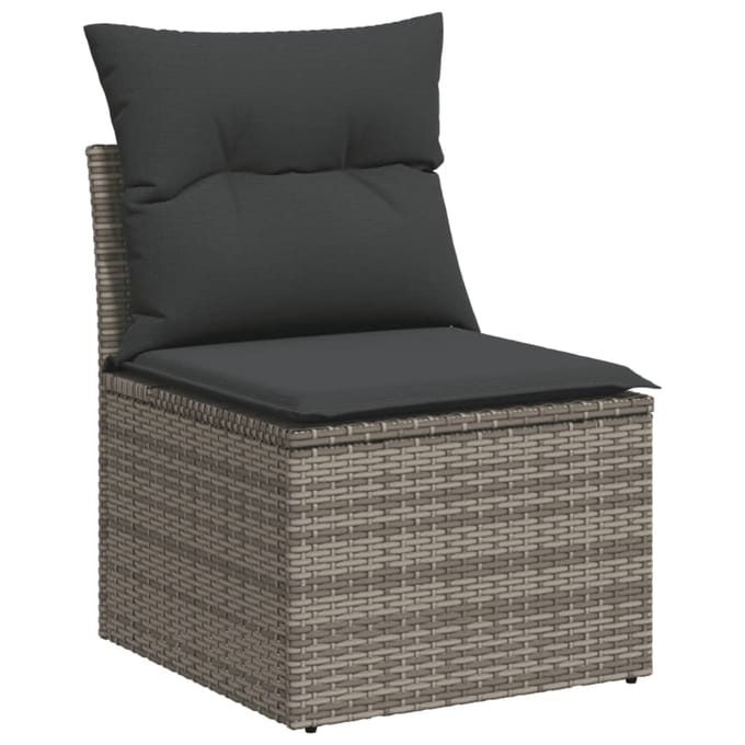vidaXL - 6-delige - Loungeset - met - kussens - poly - rattan - grijs