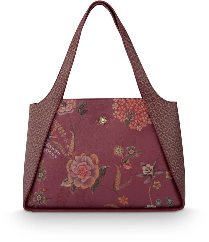 Pip Studio - Filou Schoudertas Dames - Tas - Bodhi Flower - Rood - 40x15.5x28cm