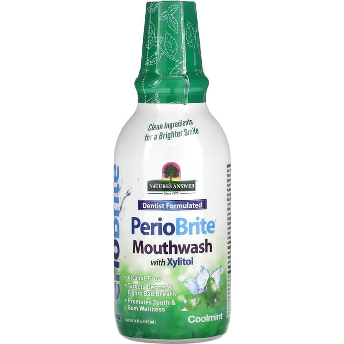Nature'S Answer, Periobrite, Mouthwash with Xylitol, Cool Mint, 480 Ml (16 Fl Oz) white
