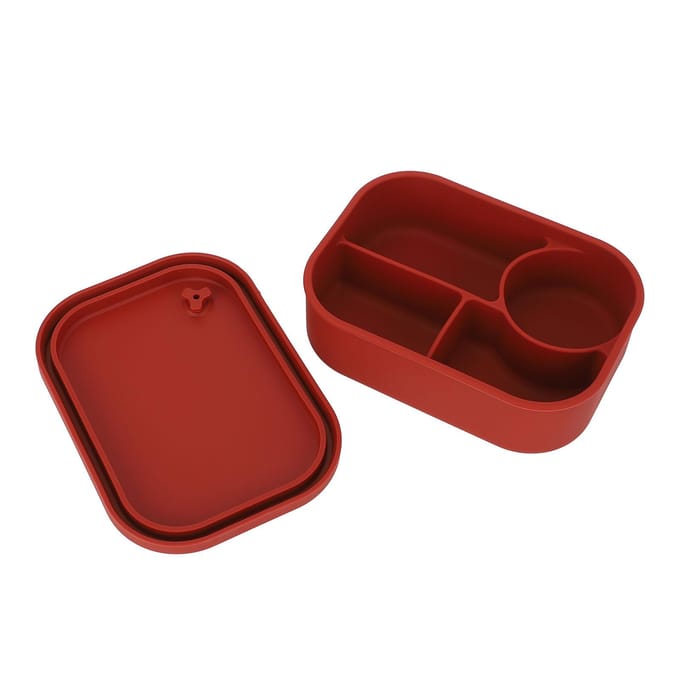 Lunchbox Voedselkwaliteit Siliconen Ventilatiedesign 4 Compartimenten Voedselopslag Snackcontainer voor Thuis brown
