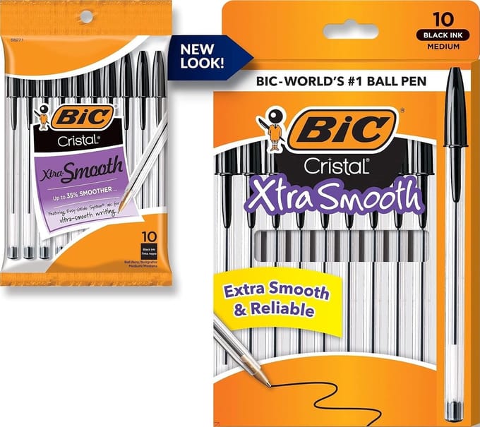 BIC Cristal Xtra Smooth Balpennen - 1,0 mm - Zwart - 10 stuks