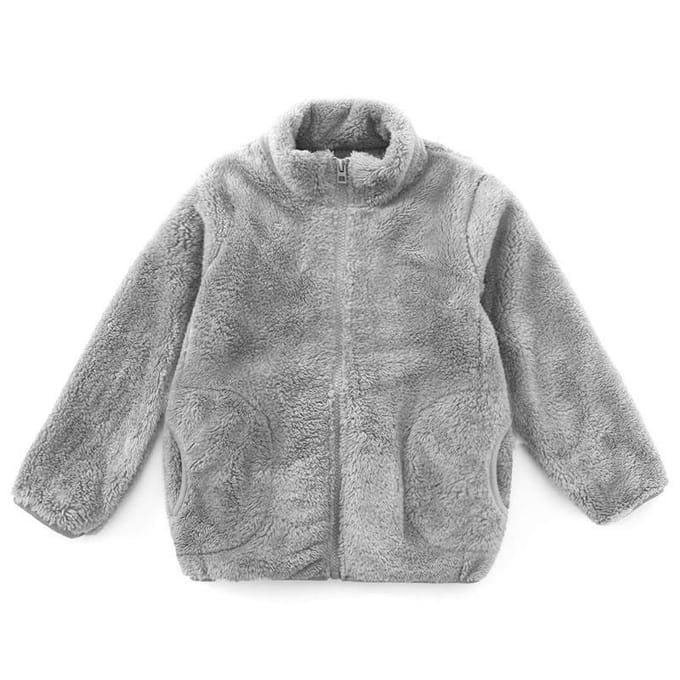 Pull pour enfants Flanelle Hiver Polaire Peluche double face Épais Chaud Haut 140 gray