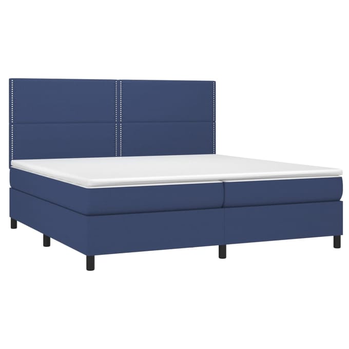 vidaXL - Boxspring - met - matras - en - LED - stof - blauw - 200x200 - cm