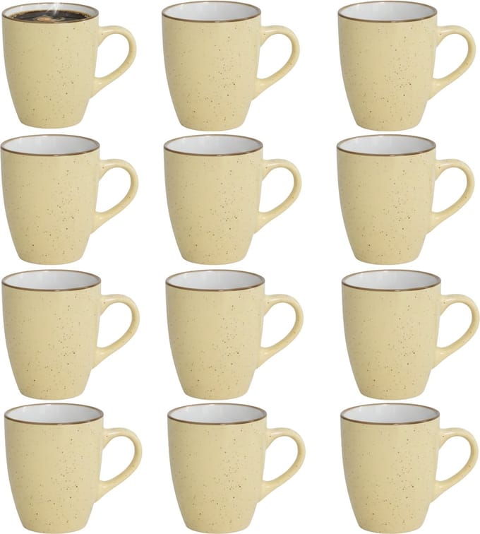 Gerimport Koffie / thee mok Sweets - 12x stuks - geel - 350 ml - keramiek