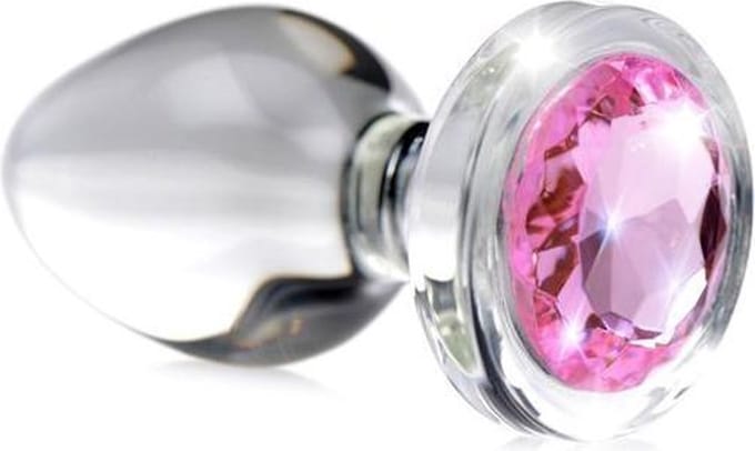 Booty Sparks - Pink Gem Glazen Buttplug Met Siersteen - Roze - Drie maten Medium