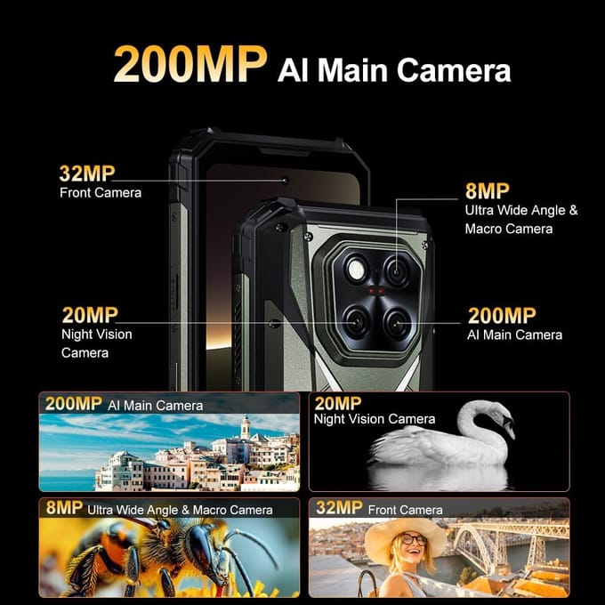 DOOGEE VMax Play 5G Mobiele Telefoon 36GB+512GB 20500mAh 6,78  Scherm 200MP Android 15 grijze kleur