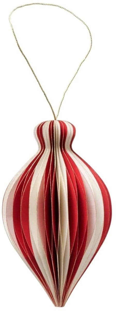 Papieren kerstboomhanger - wit - rood - 12,5 cm - Boltze