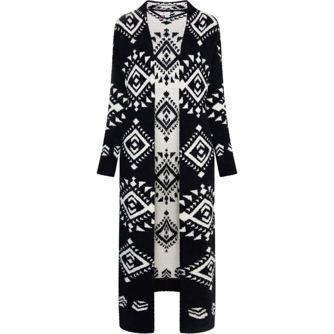 IZIA Longcardigan Dames zwart en wit