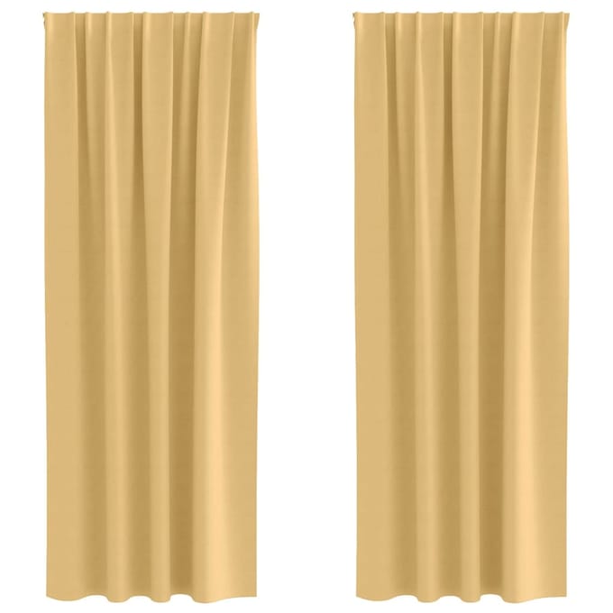 vidaXL - Blackout - Gordijnen - met - Ringen - 2 - st - Beige - 245 - x - 140 - cm - Polyester
