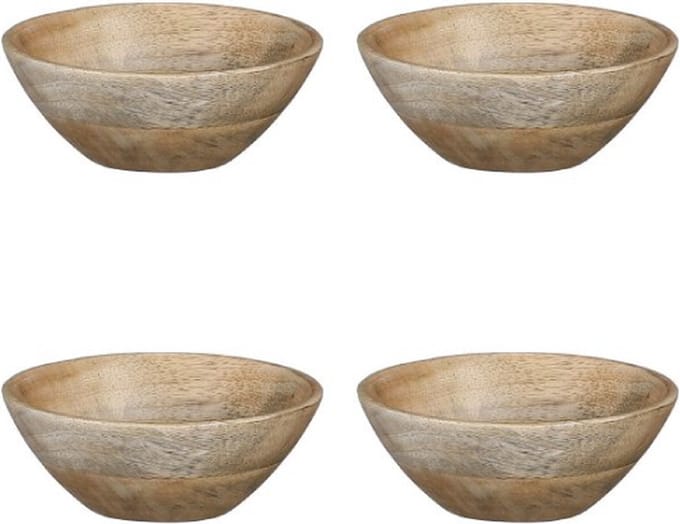Mica Decorations Tomar schaal - 4,5 x 11,5 cm - Mangohout - Lichtbruin - 4 stuks