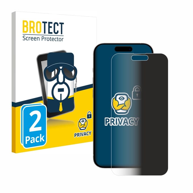 BROTECT - privacy screenprotector voor Apple iPhone 15 Plus - Folie Beschermfolie Blauwlichtfilter 2 Stuks