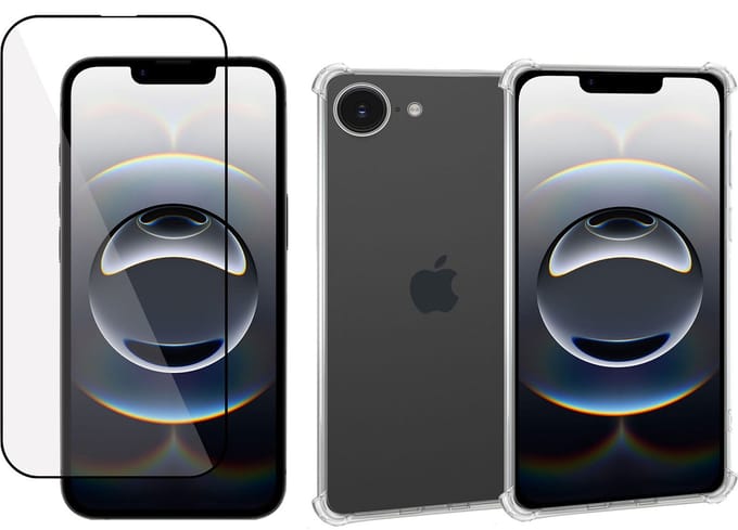 ChiGuard Hoesje & Screenprotector geschikt voor iPhone 16e – Full Cover Gehard Glas + Shock Proof Case – Transparant