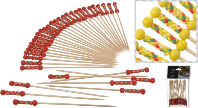 Excellent houseware coctailprikker bamboe - 36 stuks