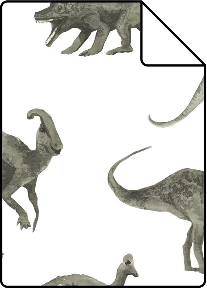 Proefstaal ESTAhome behang dinosaurussen groen grijs - 26.5 x 21 cm - 131199-S