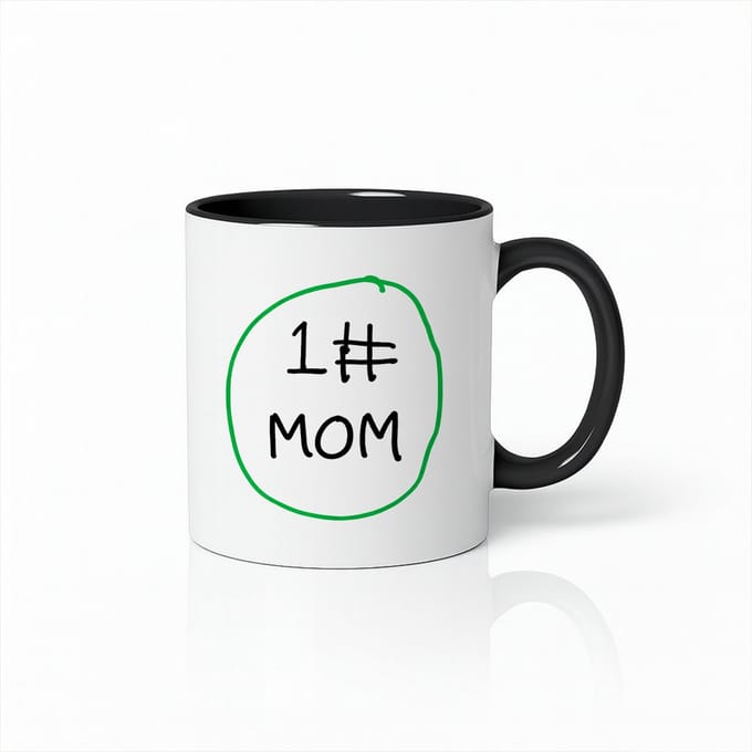 #1 MOM Mok - Beste Moeder Ooit - Moederdag Cadeau - Keramische Koffie & Thee Beker - Zwart/Wit - 330ml