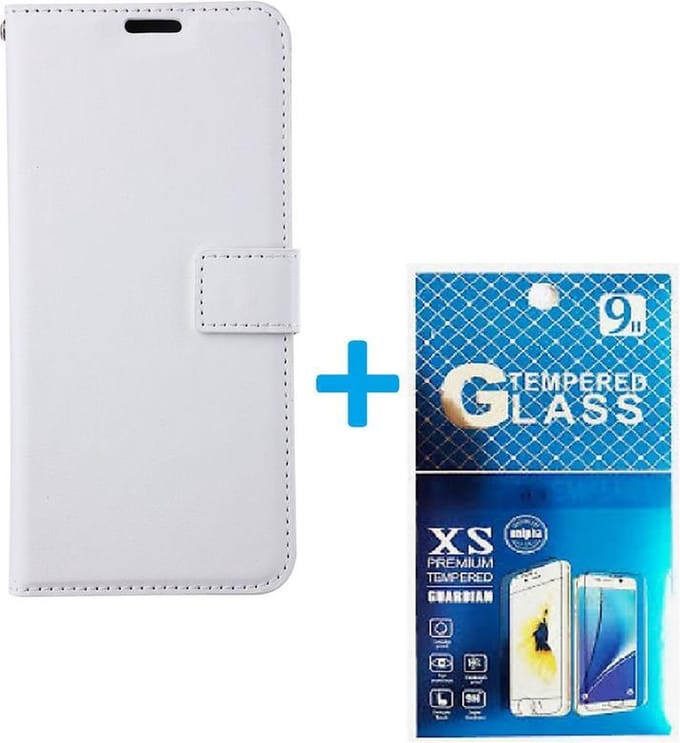 Portemonnee Book Case Hoesje + 2x Screenprotector Glas Geschikt voor: Nokia XR20 - wit