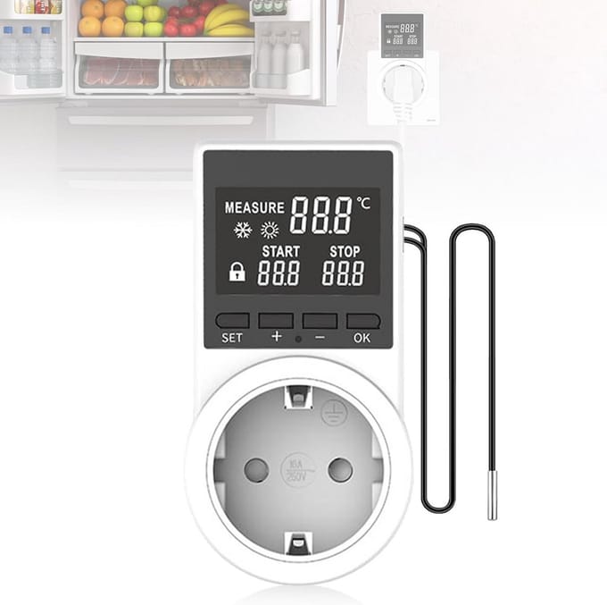 Digitale Temperatuurregelaar Socket met Sensor voor Verwarming en Koeling