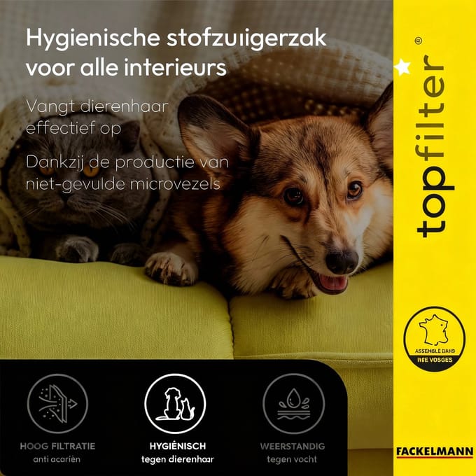 Set van 4 stofzuigerzakken voor Hoover en Elcotec TopFilter Premium