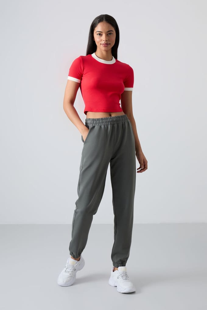 Vrouwen Hoge Taille Relaxed Fleece Joggingbroek
