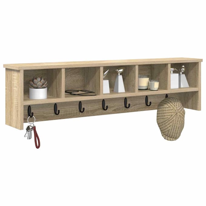 vidaXL - Wandgemonteerde - kapstok - Muurmontage - Sonoma - Eik - 100 - x - 16 - x - 26 - cm