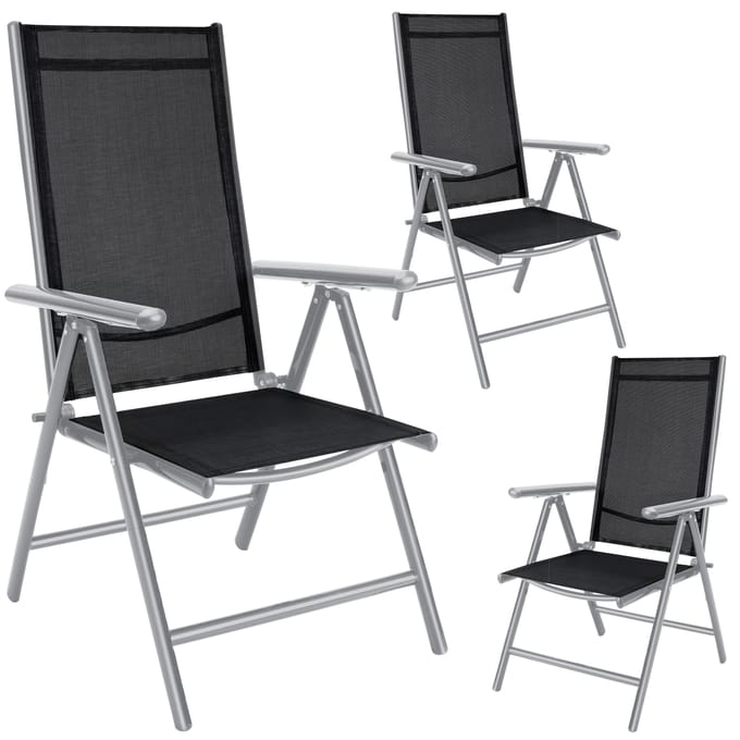 Casaria Aluminium Tuinstoelen - 3 stuks - Inklapbaar - Zilver
