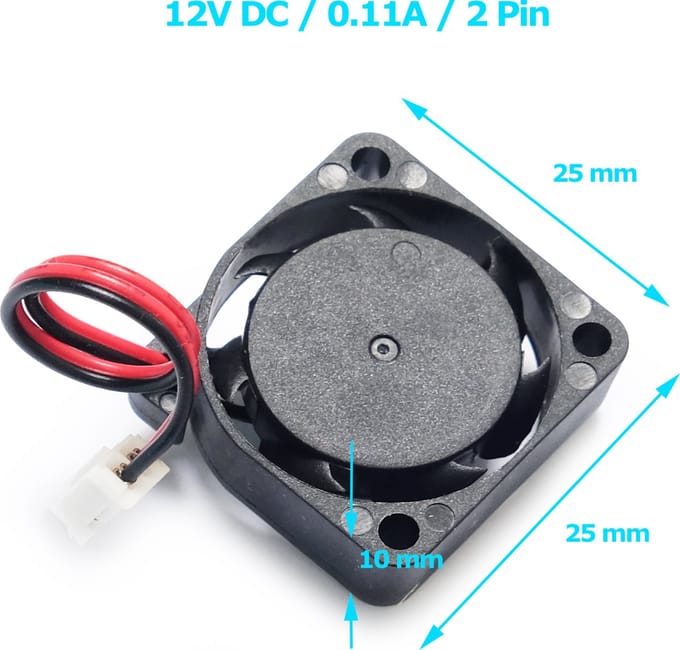 Koeling ventilator 25x25x10 mm / Cooling Fan T&T 2510M12C 12VDC 0.11A 2pin