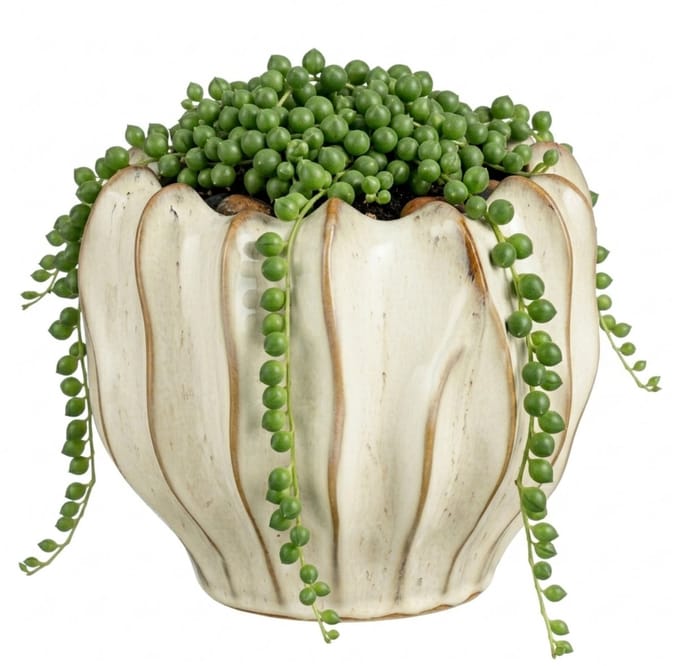 Mica Decorations Planten / bloempot Thom - creme kleur - keramiek - 19 x 24 cm
