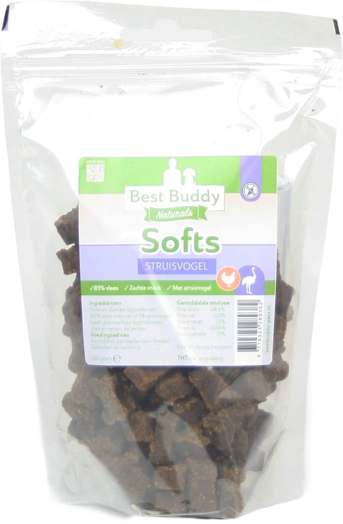 Softs Struisvogel 180 gram - Trainingssnacks- Glutenvrij - Best Buddy Pets