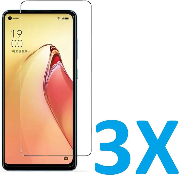 Screenprotector Glas - Tempered Glass Screen Protector Geschikt voor: Oppo Reno 8 5G - 3x