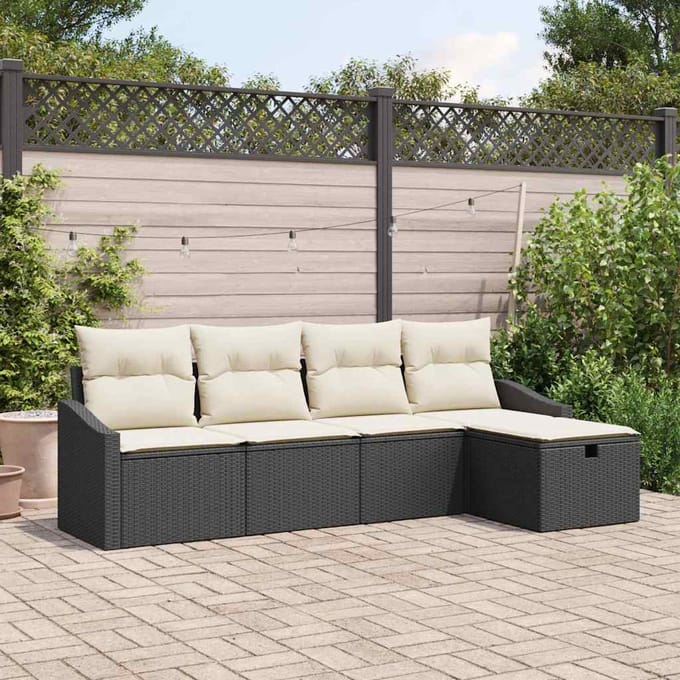 vidaXL Bankstel met kussen 6 pcs poly rattan