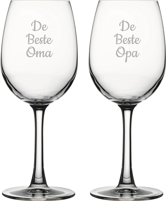 Gegraveerde witte wijnglas 36cl De Beste Opa-De Beste Oma