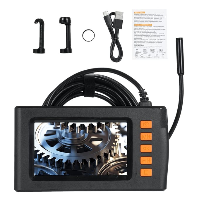 Caméra Endoscope Borescope à Double Lentille avec Lumière Caméra d'Égout 1080P avec Écran LCD de 4,3 Pouces 5m
